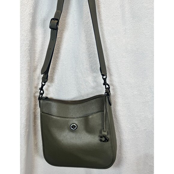 COACH Pebbled Leather Chaise Crossbody Bag- Army Green